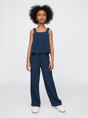 Gap Blue Crinkle Gauze Denim Baggy Pull On Trousers (4-13yrs) - Image 3 of 5