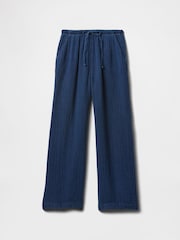 Gap Blue Crinkle Gauze Denim Baggy Pull On Trousers (4-13yrs) - Image 4 of 5