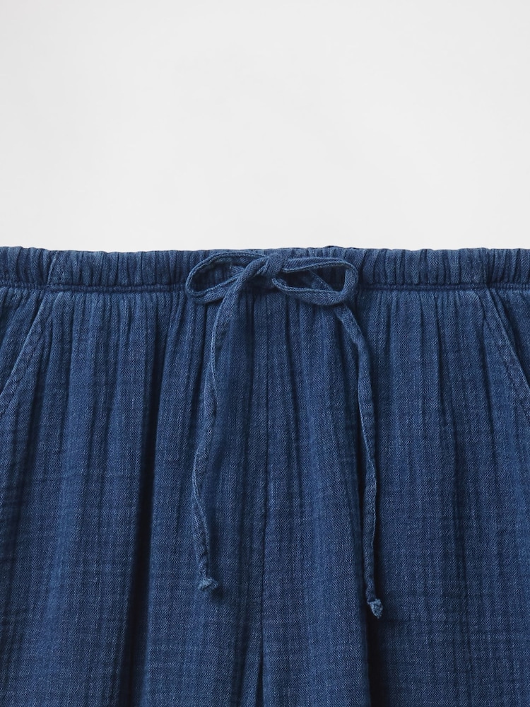 Gap Blue Crinkle Gauze Denim Baggy Pull On Trousers (4-13yrs) - Image 5 of 5