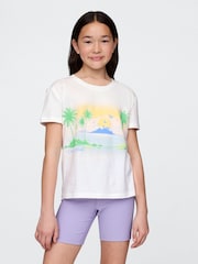 Gap White Short Sleeve Crew Neck Graphic T-Shirt (4-13yrs) - Image 1 of 4