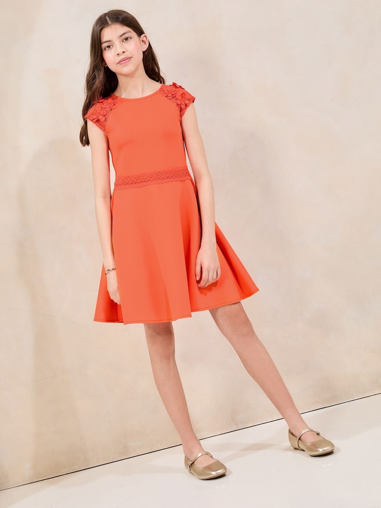 Buy Lipsy Coral Pink Scuba 3D Lace Occasion Dress (5-16yrs) from Next China Buy Lipsy Coral Pink Scuba 3D Lace Occasion Dress (5-16yrs) from Next China