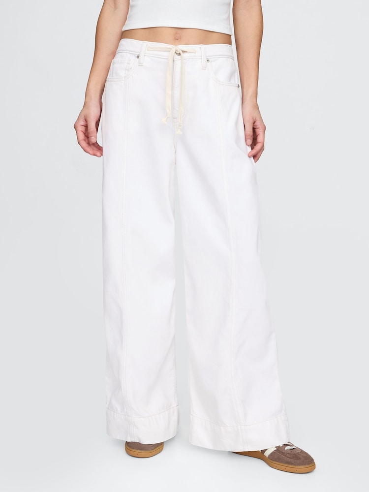Gap White Mid Rise Soft Baggy Jeans - Image 1 of 6 Gap White Mid Rise Soft Baggy Jeans - Image 1 of 6