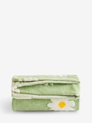 Sage Green Daisy Borg Fleece Throw - Image 5 of 5