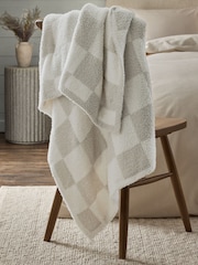 Natural Checkerboard Knit Fleece Throw - Image 2 of 5