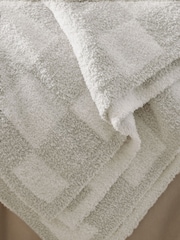 Natural Checkerboard Knit Fleece Throw - Image 3 of 5