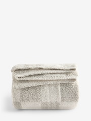 Natural Checkerboard Knit Fleece Throw - Image 5 of 5