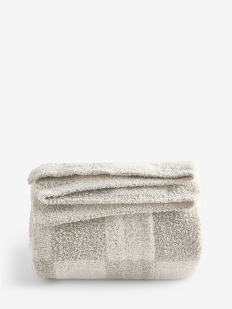 Natural Checkerboard Knit Fleece Throw - Image 5 of 5