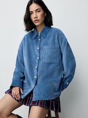 Azul - Shacket de veludo cotelê long sleeve - Imagem 1 de 8