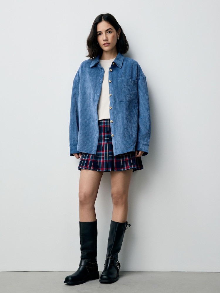 Azul - Shacket de veludo cotelê long sleeve - Imagem 2 de 8