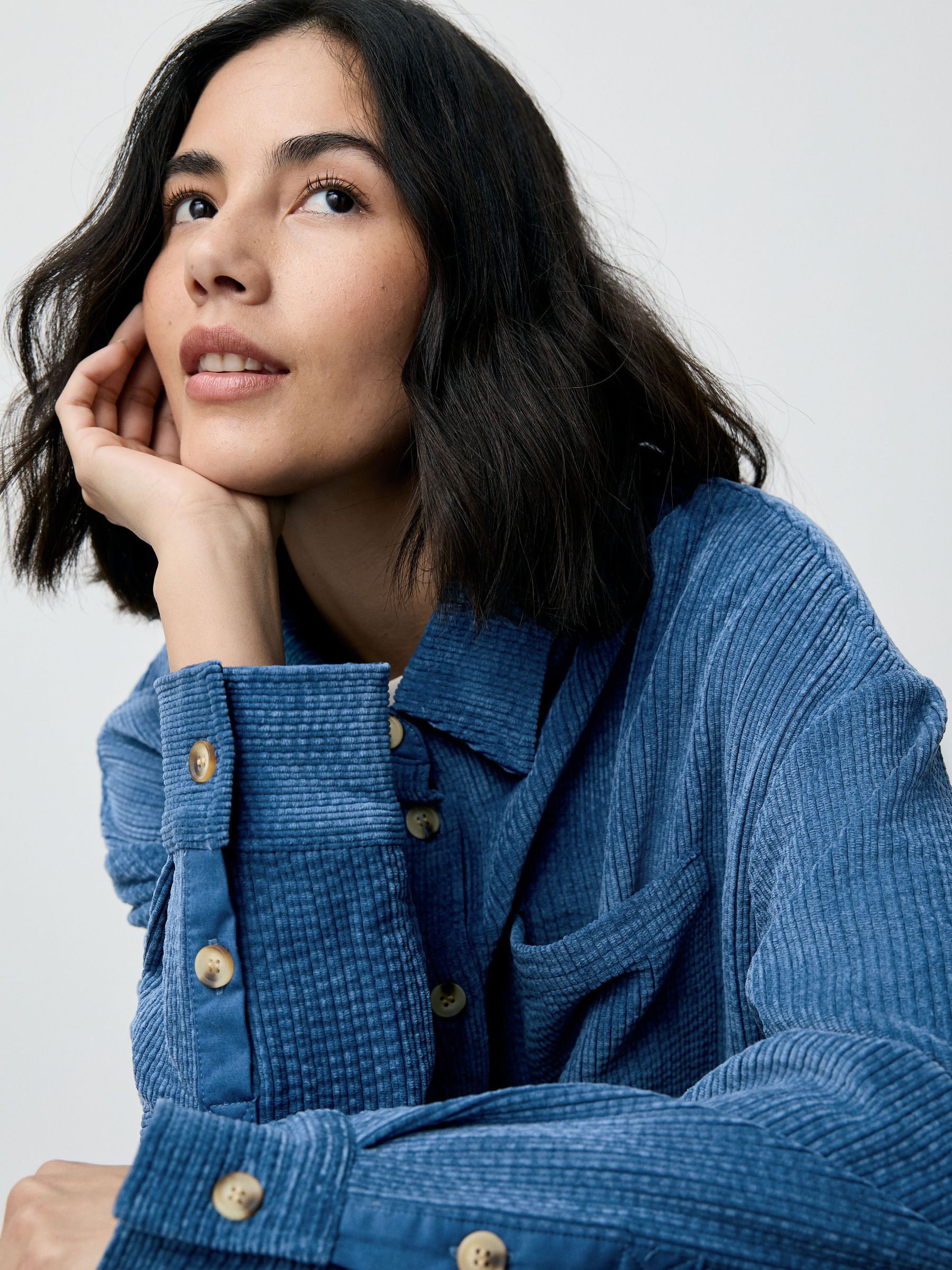 Buy Blue Corduroy Long Sleeve Shacket from Next Cyprus