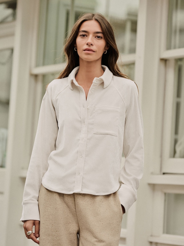 Ecru - Myk, børstet langermet skjorte - Bilde 1 av 8