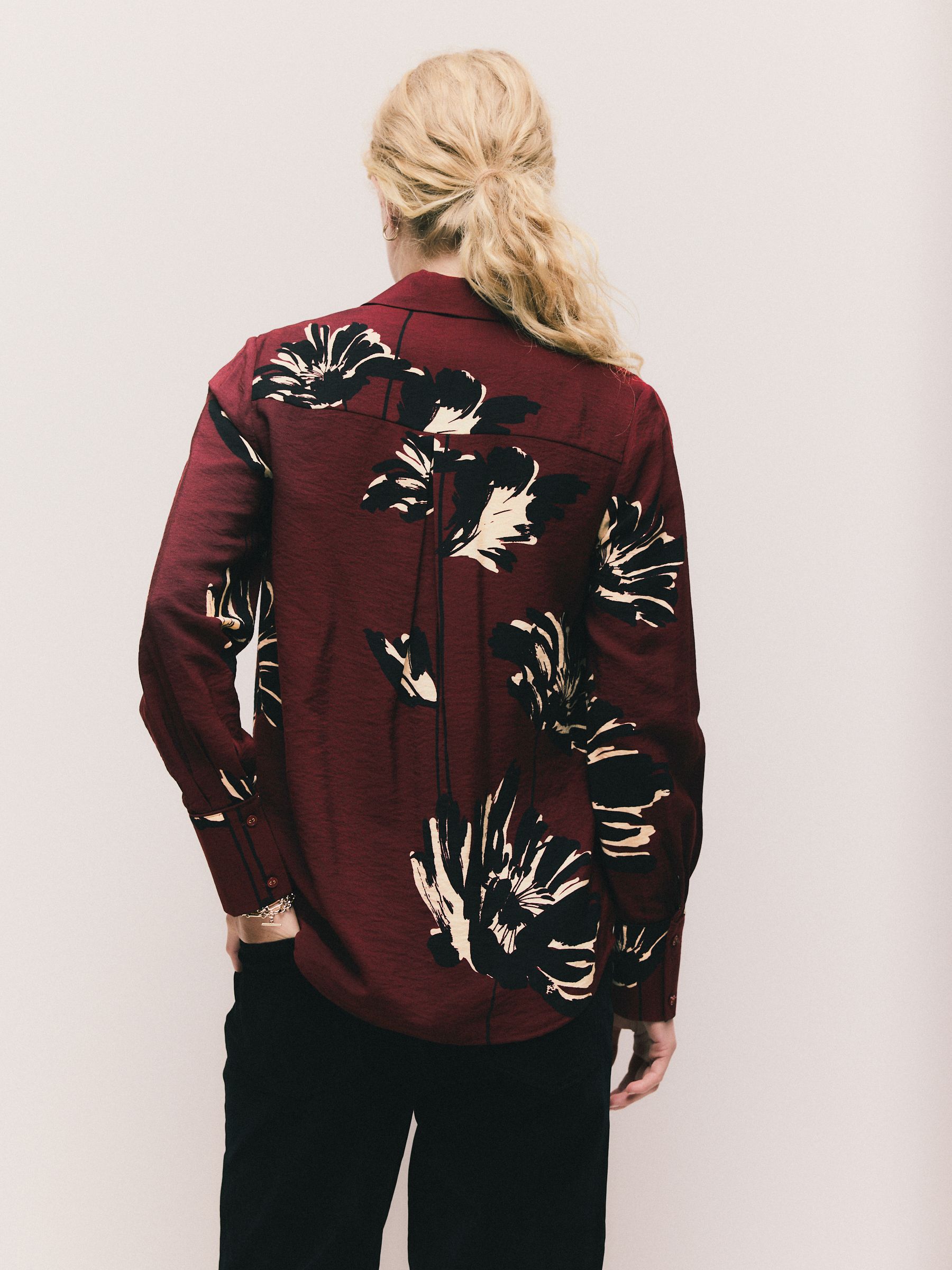 Buy Burgundy Red Floral Long Sleeve Button Down Shirt from Next USA