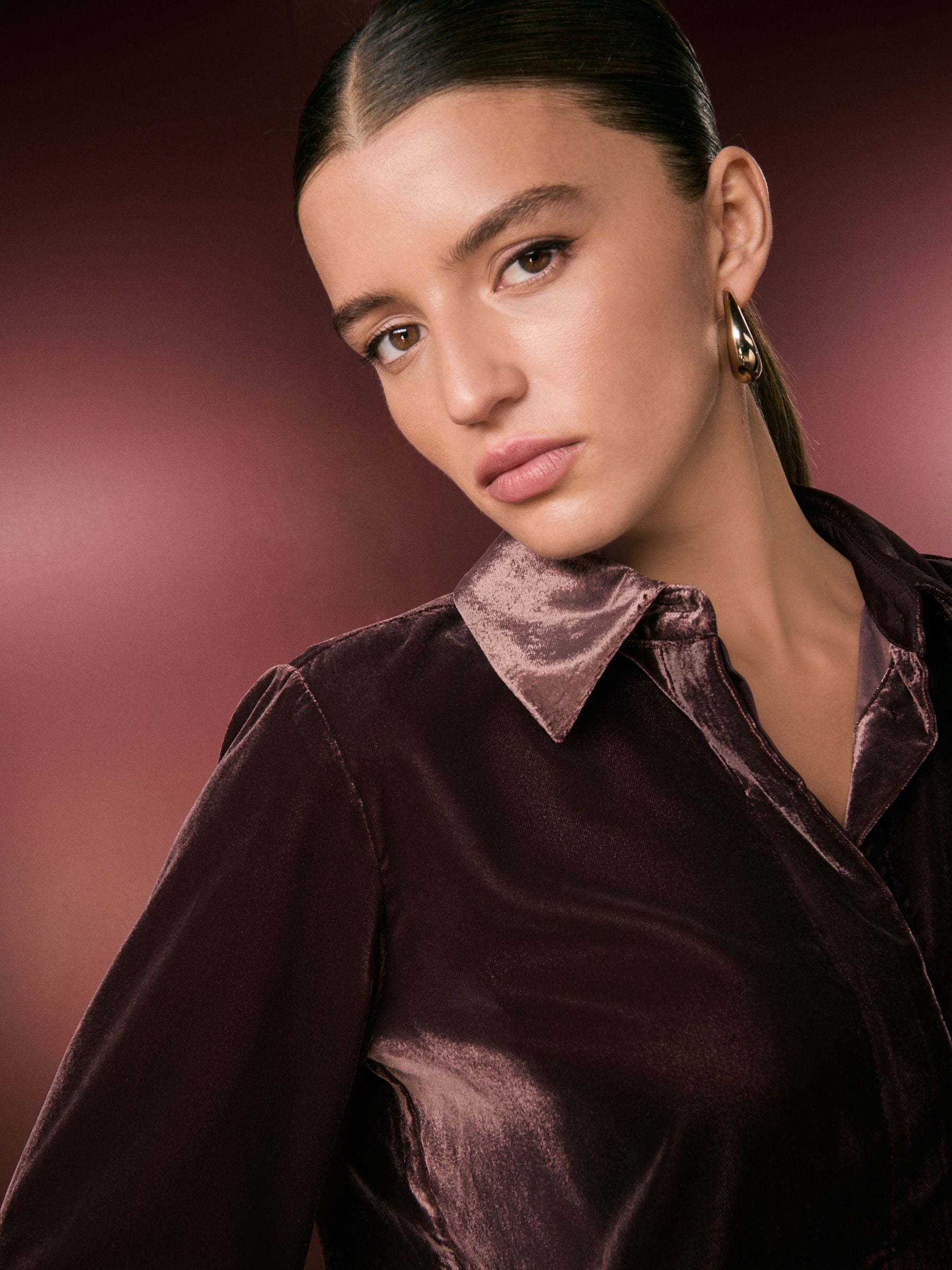 Buy Chocolate Brown Velvet Long Sleeve Shirt from Next USA