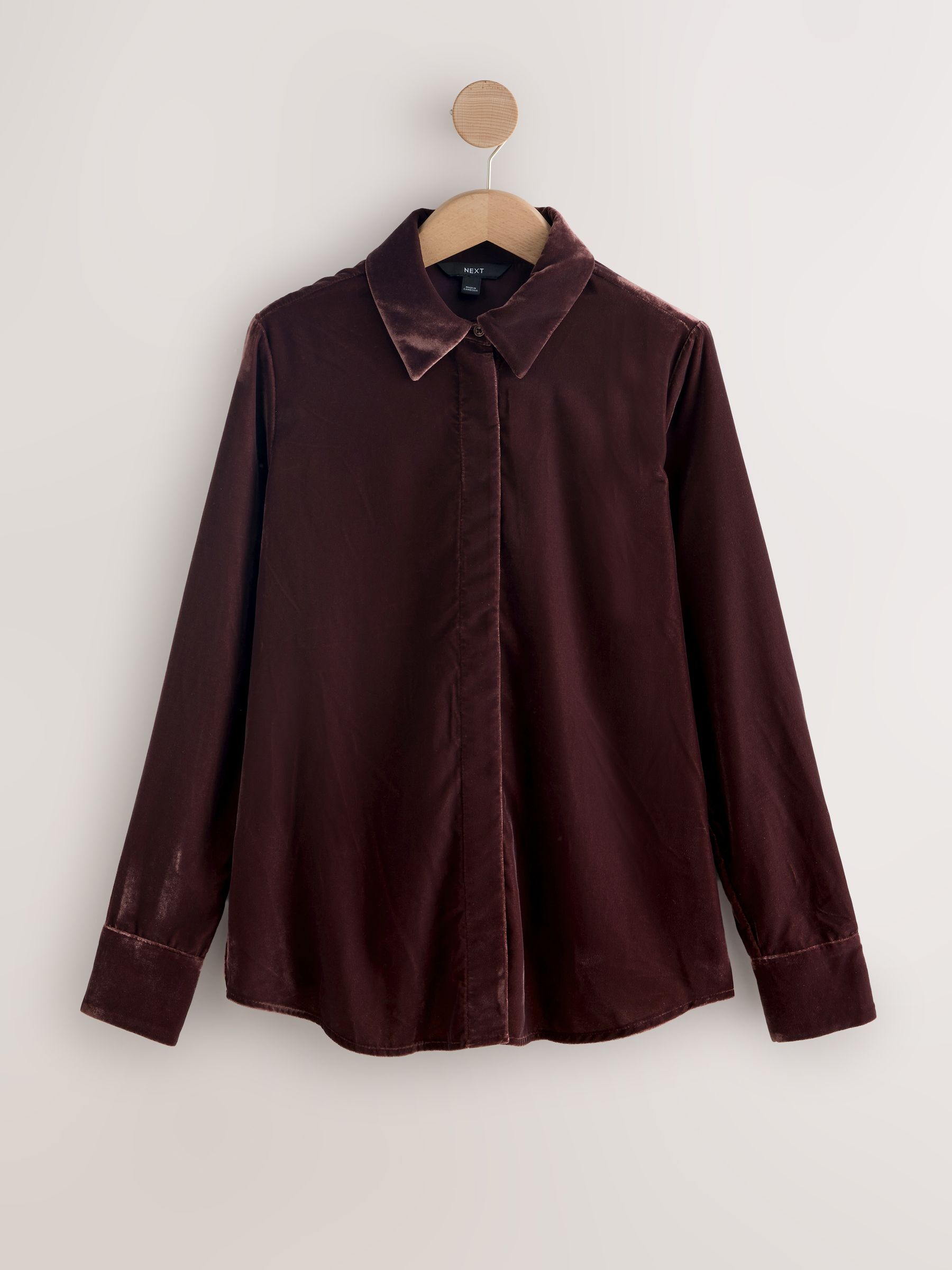 Buy Chocolate Brown Velvet Long Sleeve Shirt from Next USA