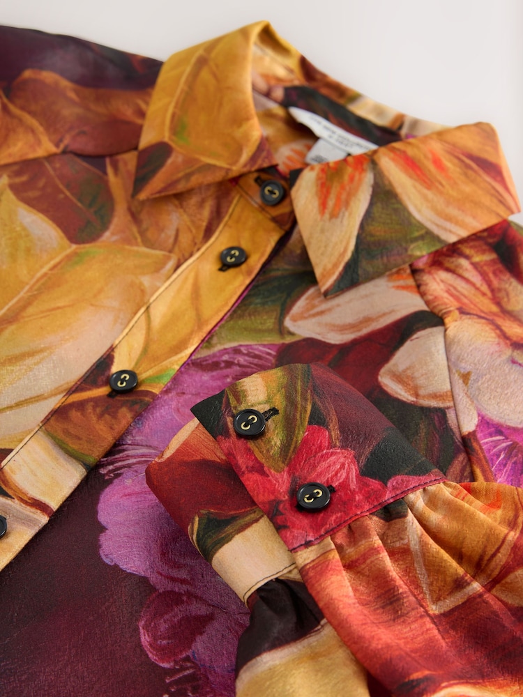 Kew Collection Pink/Purple Floral Print Long Sleeve Button Down Shirt - Image 3 of 3