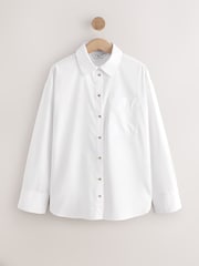 White Oversized Long Sleeve Boyfriend Shirt - Image 6 of 9