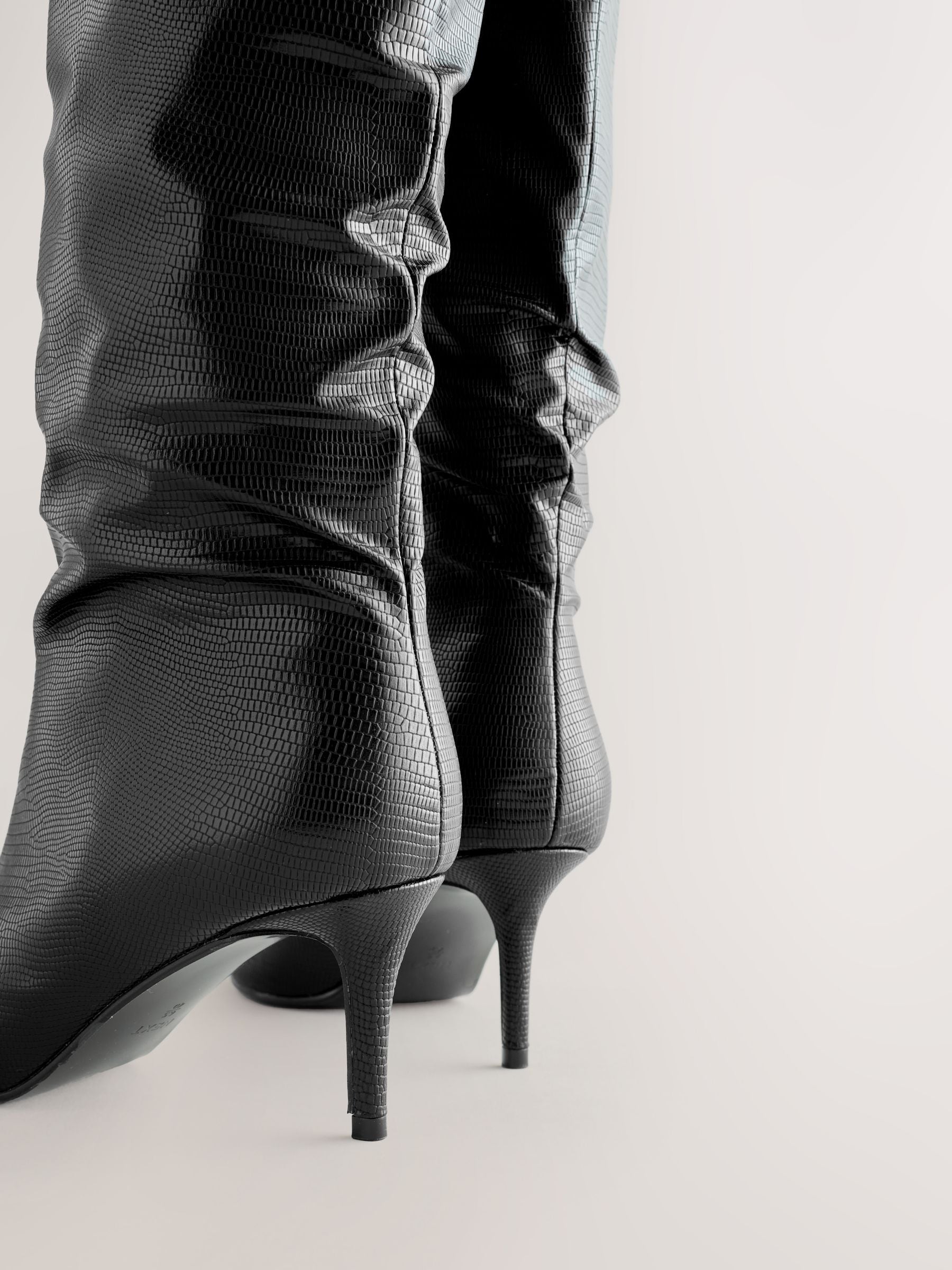 Buy Black Forever Comfort® Point Toe Heel Slouch Knee High Boots