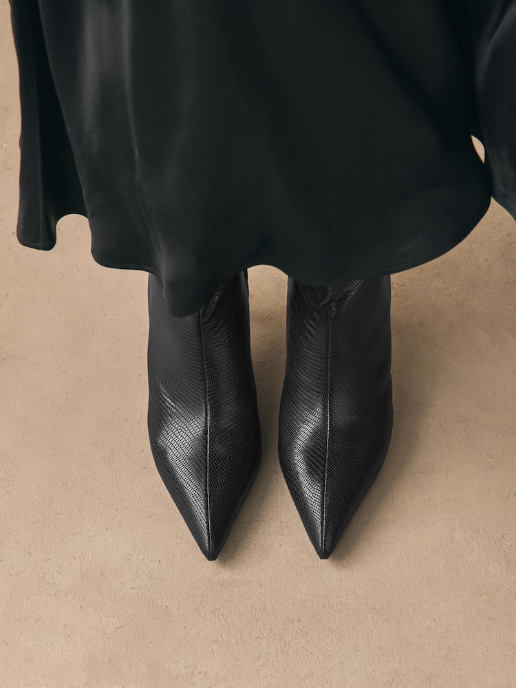 Black Forever Comfort® Point Toe Heel Slouch Knee High Boots - Image 2 of 12