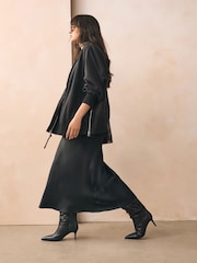 Black Forever Comfort® Point Toe Heel Slouch Knee High Boots - Image 5 of 12