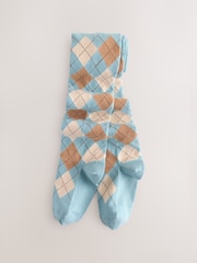 Blue Cotton Rich Argyle Tights - Image 1 of 3