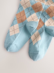Blue Cotton Rich Argyle Tights - Image 2 of 3