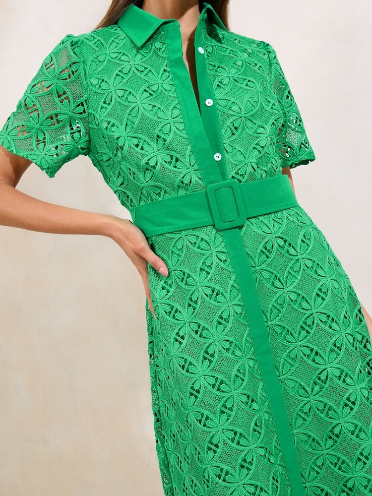 Lipsy Premium Lace Belted Shirt Dress - Slika 2 iz 4