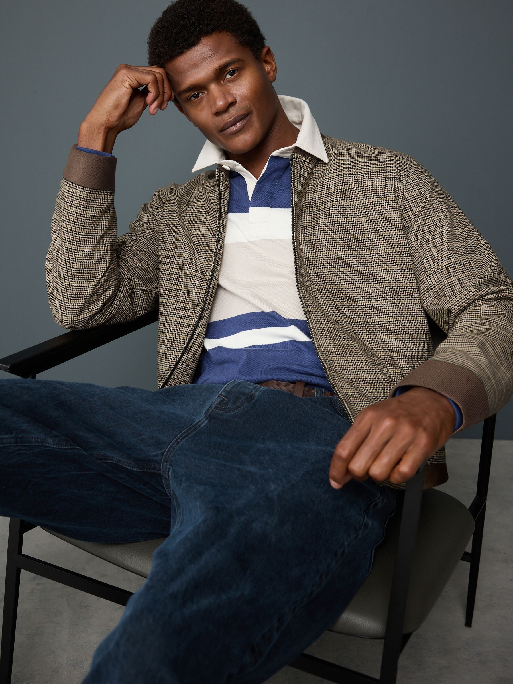 Buy Brown/Neutral Smart Check Bomber Jacket from Next USA
