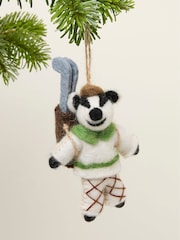 FatFace White Golfing Badger Felt Decoration - Image 1 of 2