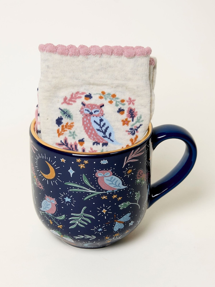 FatFace Navy Owl Socks in a Mug - Image 1 of 3 FatFace Navy Owl Socks in a Mug - Image 1 of 3
