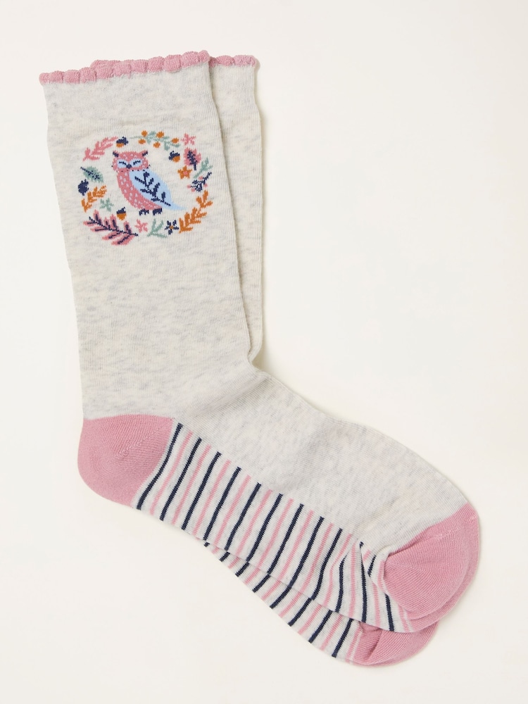 FatFace Navy Owl Socks in a Mug - Image 2 of 3 FatFace Navy Owl Socks in a Mug - Image 2 of 3