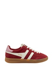 Gola Red Ladies Cyclone Suede Lace-Up Trainers - Image 1 of 4
