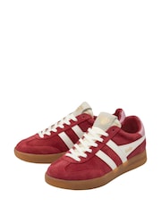 Gola Red Ladies Cyclone Suede Lace-Up Trainers - Image 2 of 4