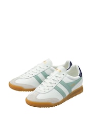 Gola White Ladies Torpedo Leather Lace-Up Trainers - Image 2 of 4