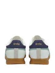 Gola White Ladies Torpedo Leather Lace-Up Trainers - Image 3 of 4