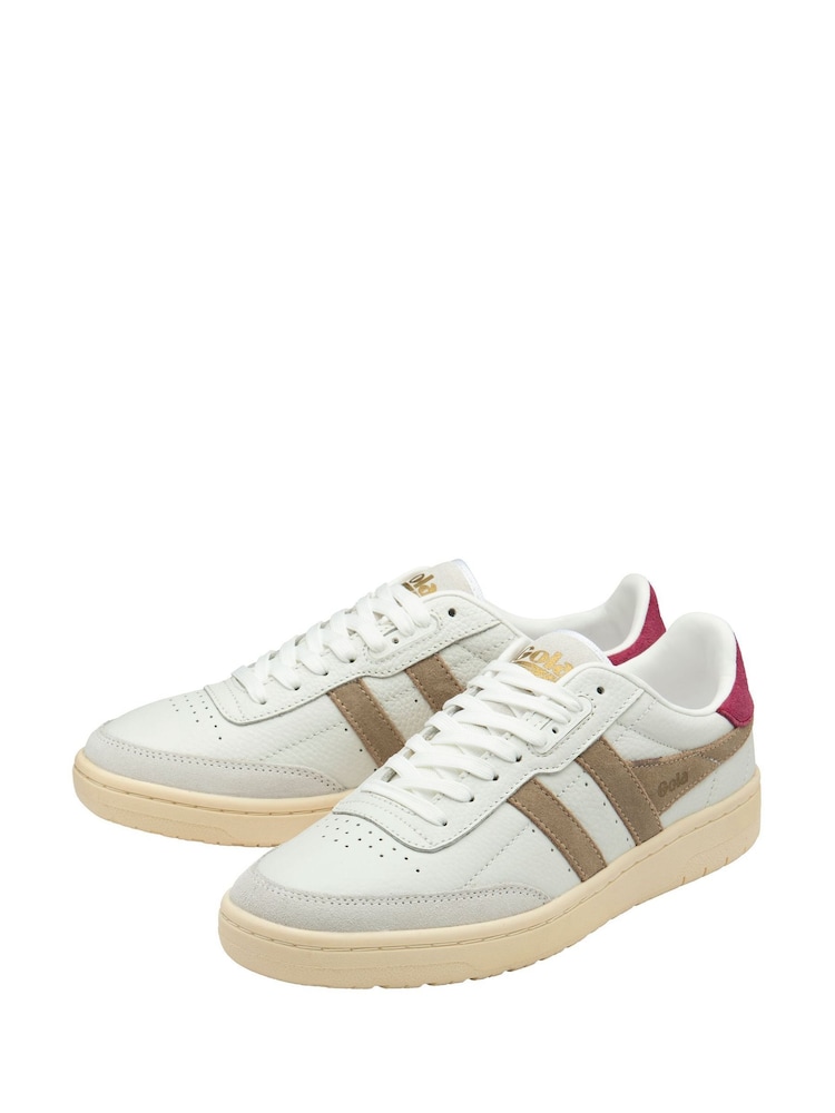 Gola White Ladies Falcon Leather Lace-Up Trainers - Image 2 of 4