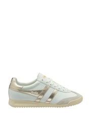 Gola White Ladies Torpedo Mirror Leather Lace-Up Trainers - Image 1 of 4