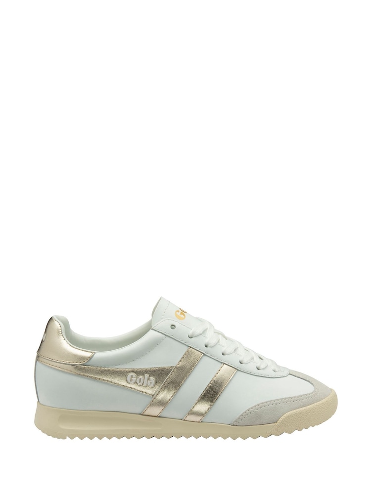 Gola White Ladies Torpedo Mirror Leather Lace-Up Trainers - Image 1 of 4
