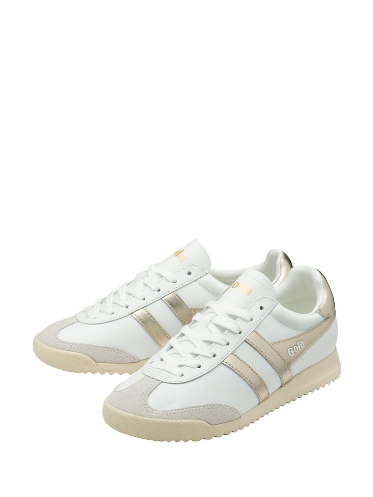 Gola White Ladies Torpedo Mirror Leather Lace-Up Trainers - Image 2 of 4