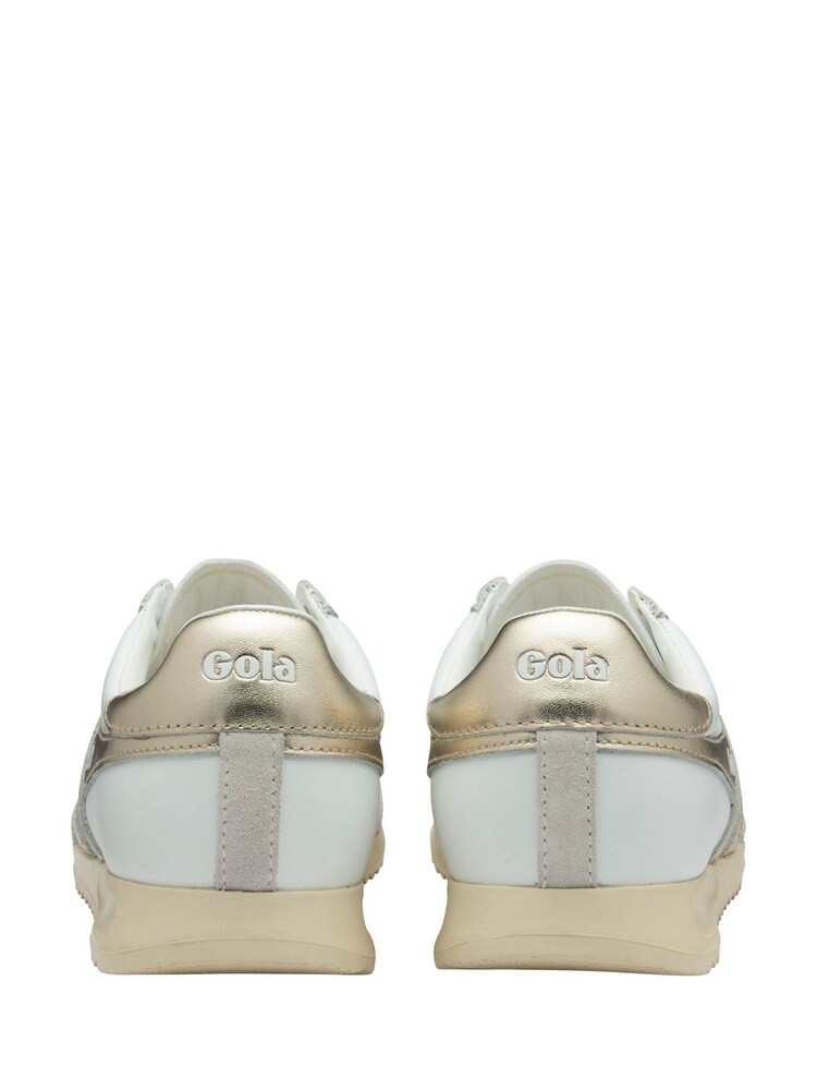 Gola White Ladies Torpedo Mirror Leather Lace-Up Trainers - Image 3 of 4