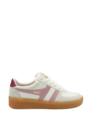 Gola White Ladies Grandslam Elite Leather Lace-Up Trainers - Image 1 of 4