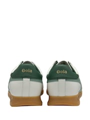 Gola White Ladies Stadium Leather Lace-Up Trainers - Image 3 of 4