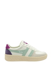 Gola White Ladies Grandslam Trident Lace-Up Trainers - Image 1 of 4
