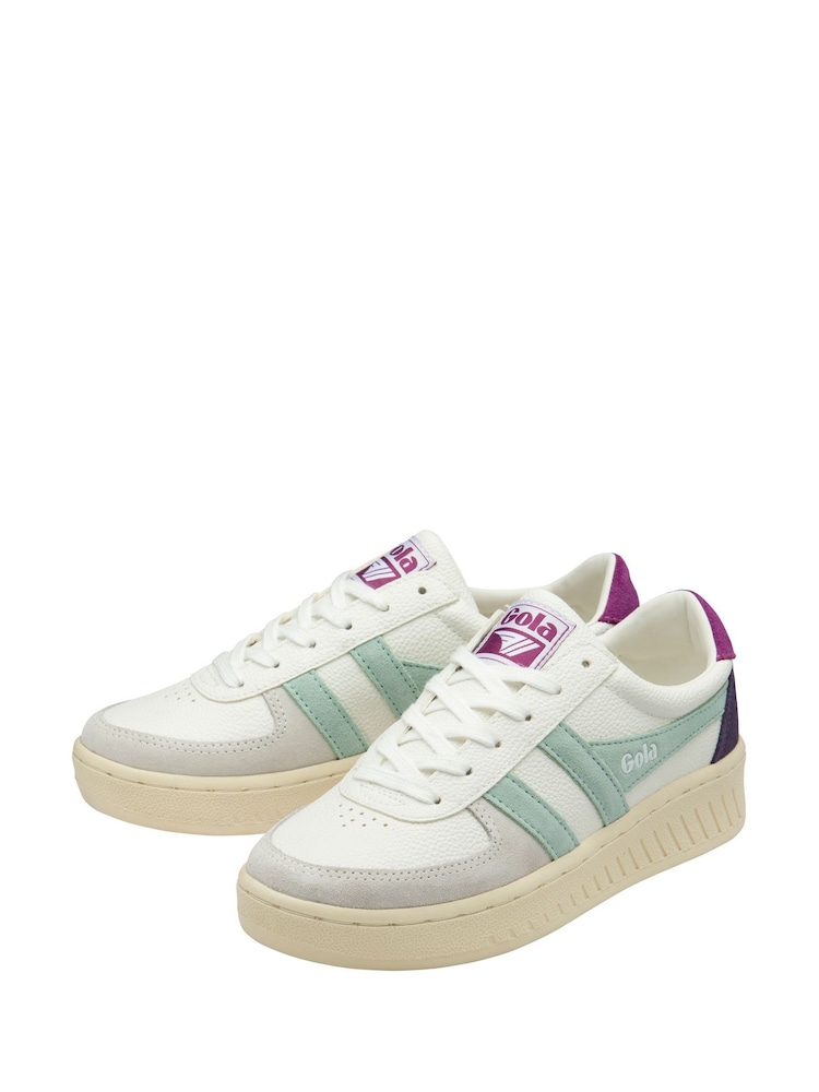 Gola White Ladies Grandslam Trident Lace-Up Trainers - Image 2 of 4