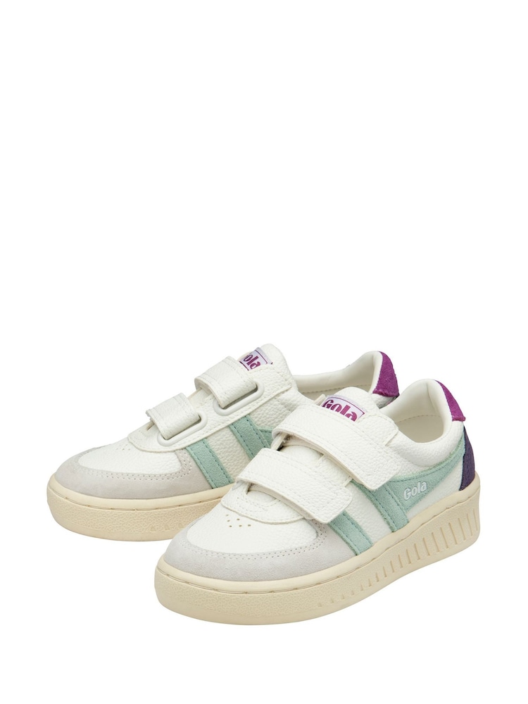 Gola White Kids Grandslam Trident Strap PU Trainers - Image 2 of 4