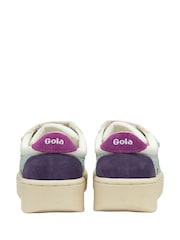 Gola White Kids Grandslam Trident Strap PU Trainers - Image 3 of 4