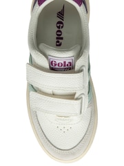 Gola White Kids Grandslam Trident Strap PU Trainers - Image 4 of 4