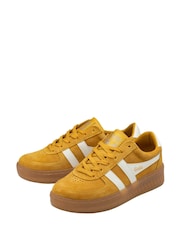 Gola Yellow Ladies Grandslam Suede Lace-Up Trainers - Image 2 of 4