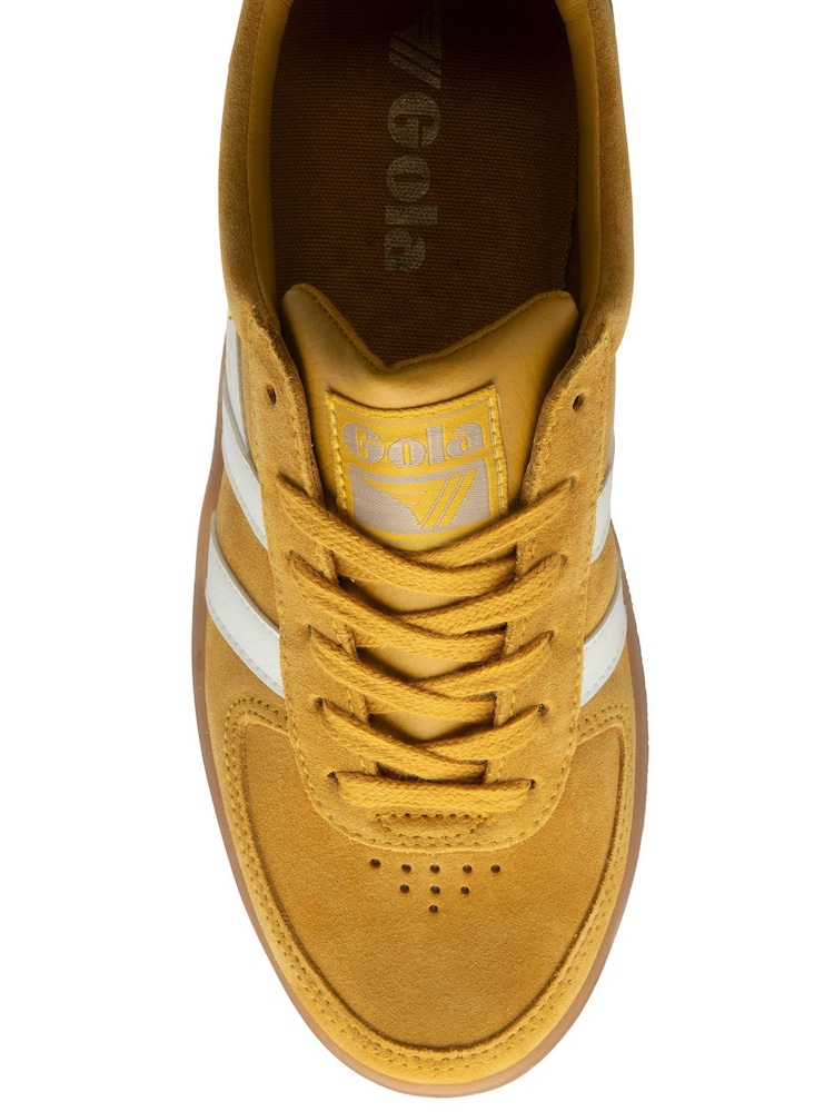 Gola Yellow Ladies Grandslam Suede Lace-Up Trainers - Image 4 of 4
