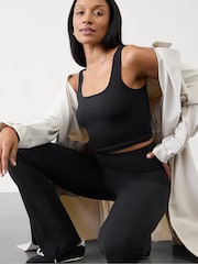 Athleta Black Signature Rib Square Neck Crop Tank Top - Image 1 of 5