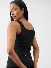 Athleta Black Signature Rib Square Neck Crop Tank Top - Image 2 of 5